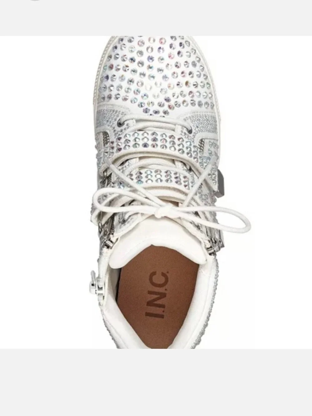 🤍 INC White Rhinestone Bridal Wedge Sneaker, Size 8 (Brand New)